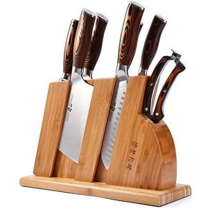 TUO Cutlery Knife Set with Wooden Block - Honing Steel and Shears - Pakkawood